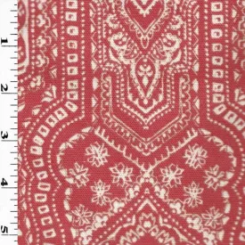 10 7/8 YD PC-Red/White Paisley Printed Canvas Home Decorating Fabric