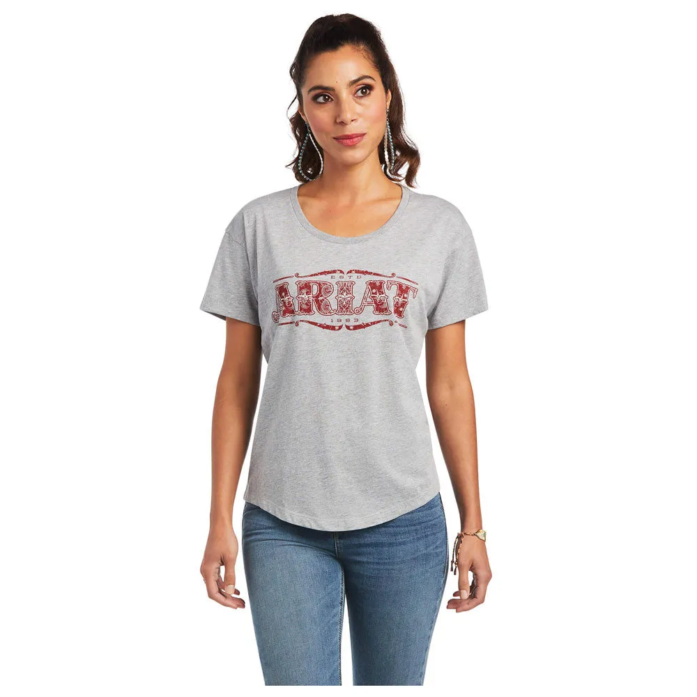 10040966 Ariat Women's Bandana Logo Short Sleeve T-Shirt - Heather grey