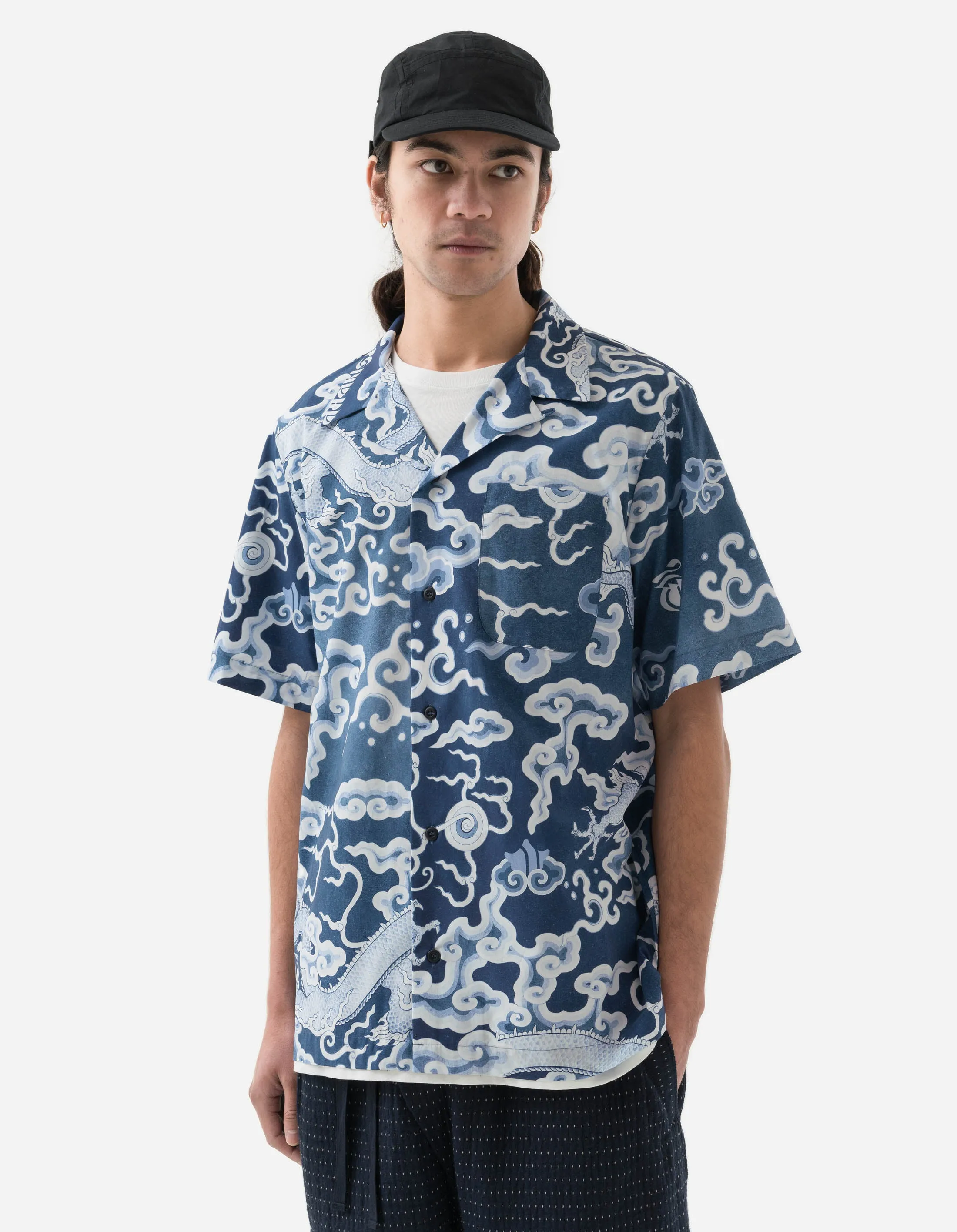 1282 Cloud Dragon Camp Collar Shirt Blue