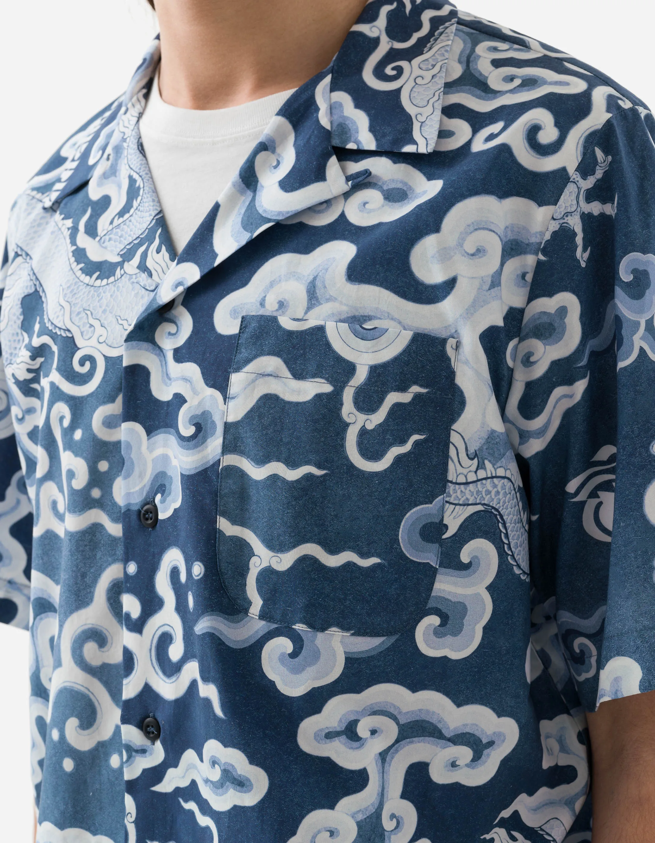 1282 Cloud Dragon Camp Collar Shirt Blue