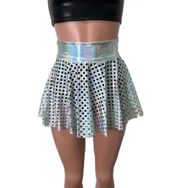 13" Skater Skirt - Opal Diamond Cutout Holographic Iridescent