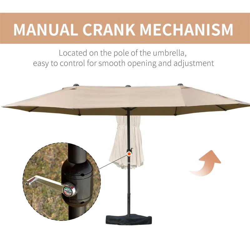 15' Outdoor Patio Umbrella with Twin Canopy - Khaki