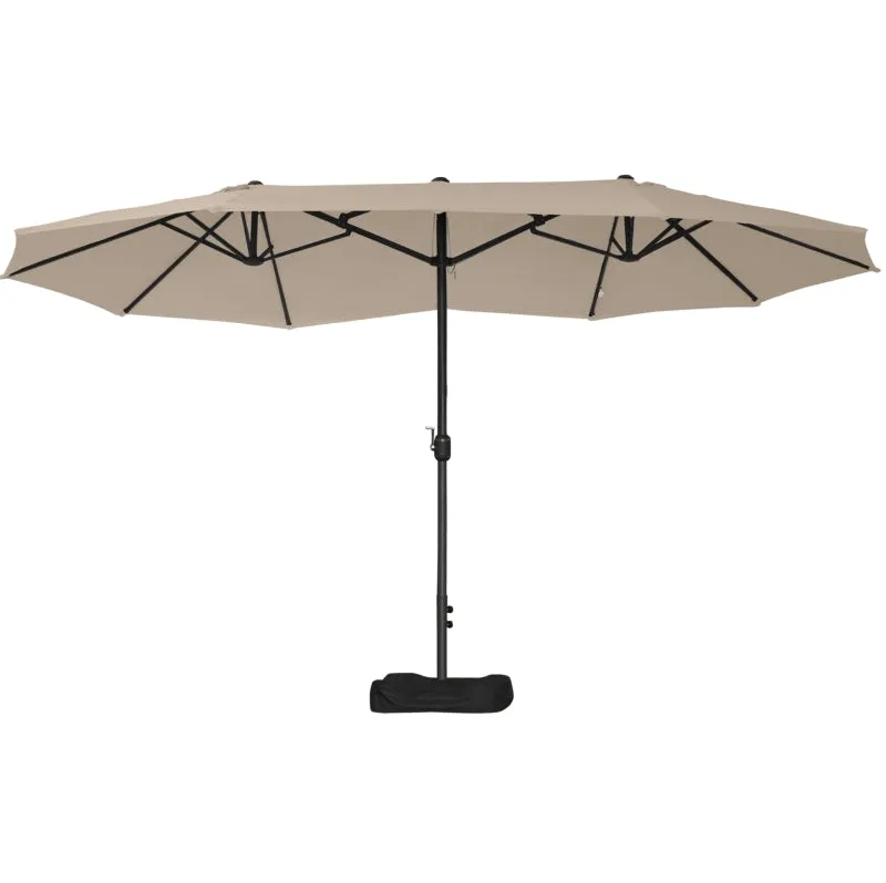 15' Outdoor Patio Umbrella with Twin Canopy - Khaki