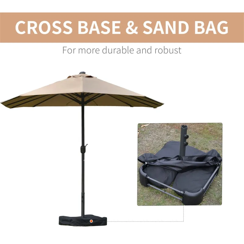 15' Outdoor Patio Umbrella with Twin Canopy - Khaki