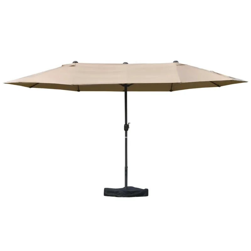 15' Outdoor Patio Umbrella with Twin Canopy - Khaki