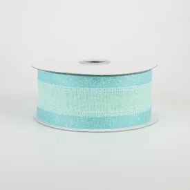 1.5" Canvas On Satin Glitter Ribbon: Robin's Egg Blue (10 Yards)