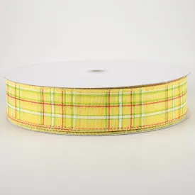 1.5" Cornelia Plaid Ribbon: Yellow, Lime, Fuchsia & White (50 Yards)