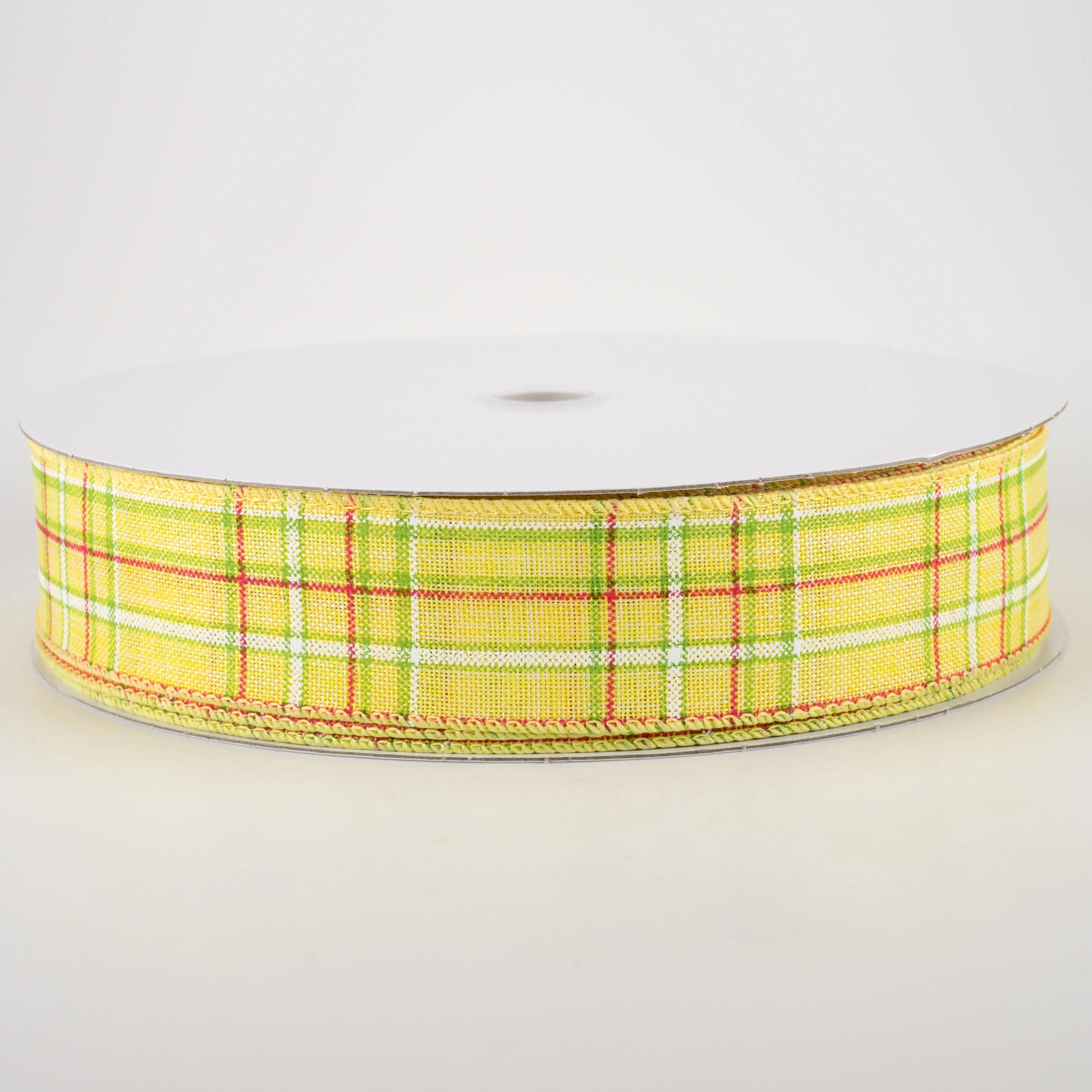 1.5" Cornelia Plaid Ribbon: Yellow, Lime, Fuchsia & White (50 Yards)