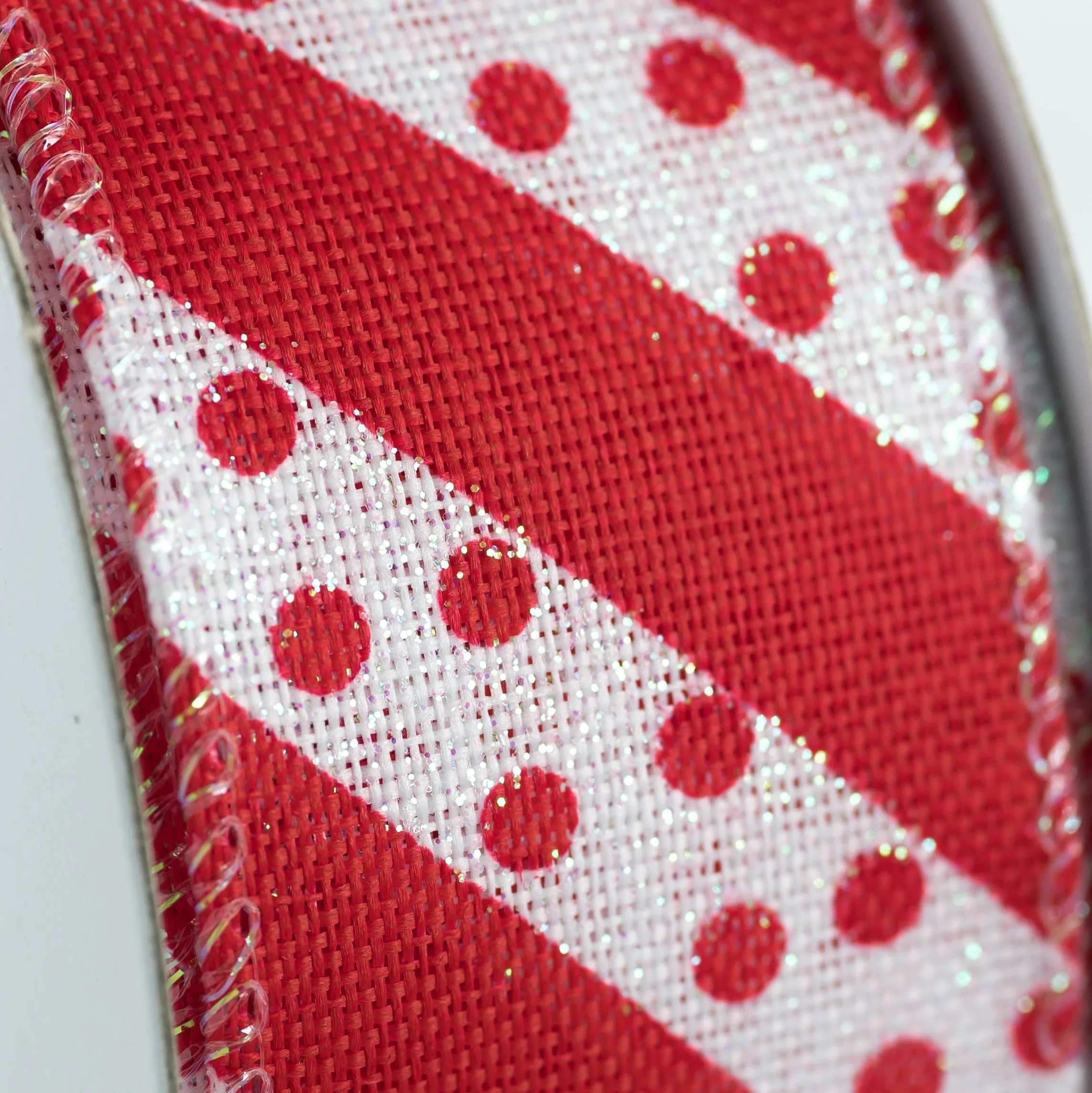 1.5" Dotty Stripe Christmas Ribbon: Red & White (10 Yards)