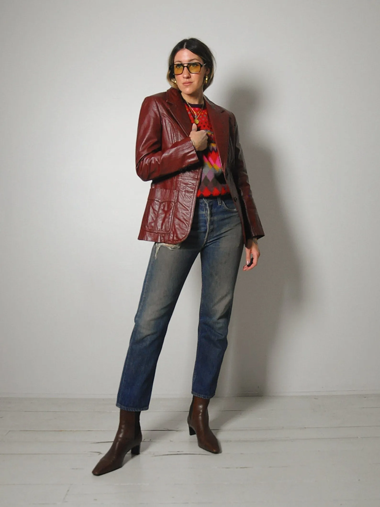 1970's Brick Leather Blazer