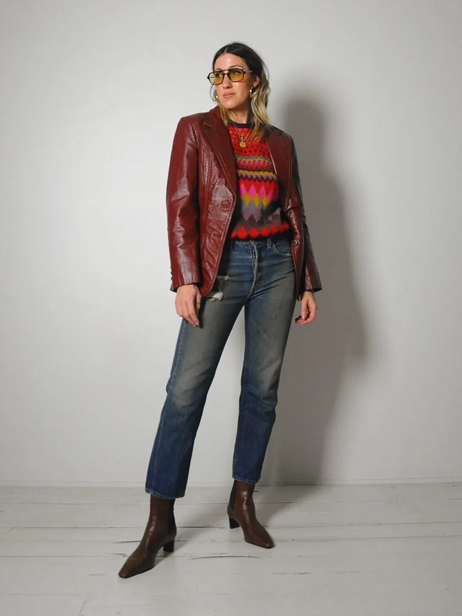 1970's Brick Leather Blazer