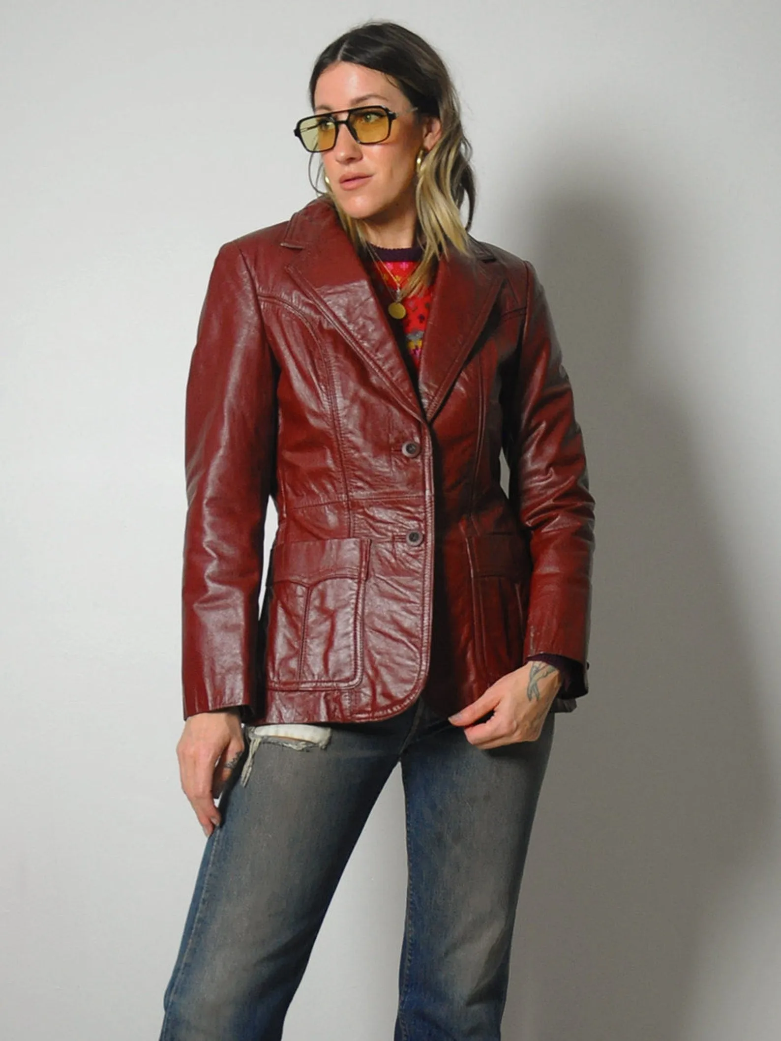 1970's Brick Leather Blazer