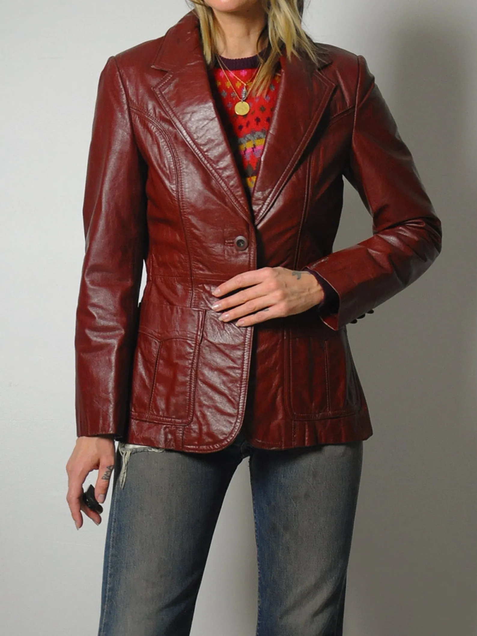 1970's Brick Leather Blazer