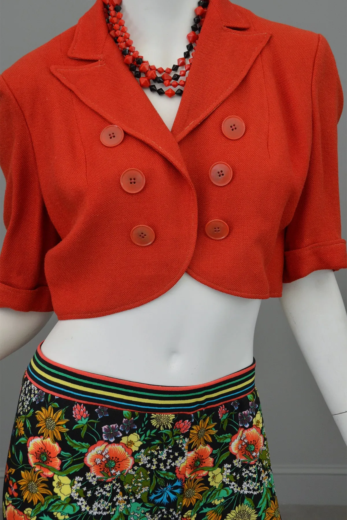 1970s Maurice Novelty Print Jersey Knit Pants and Tunic Wheat Print