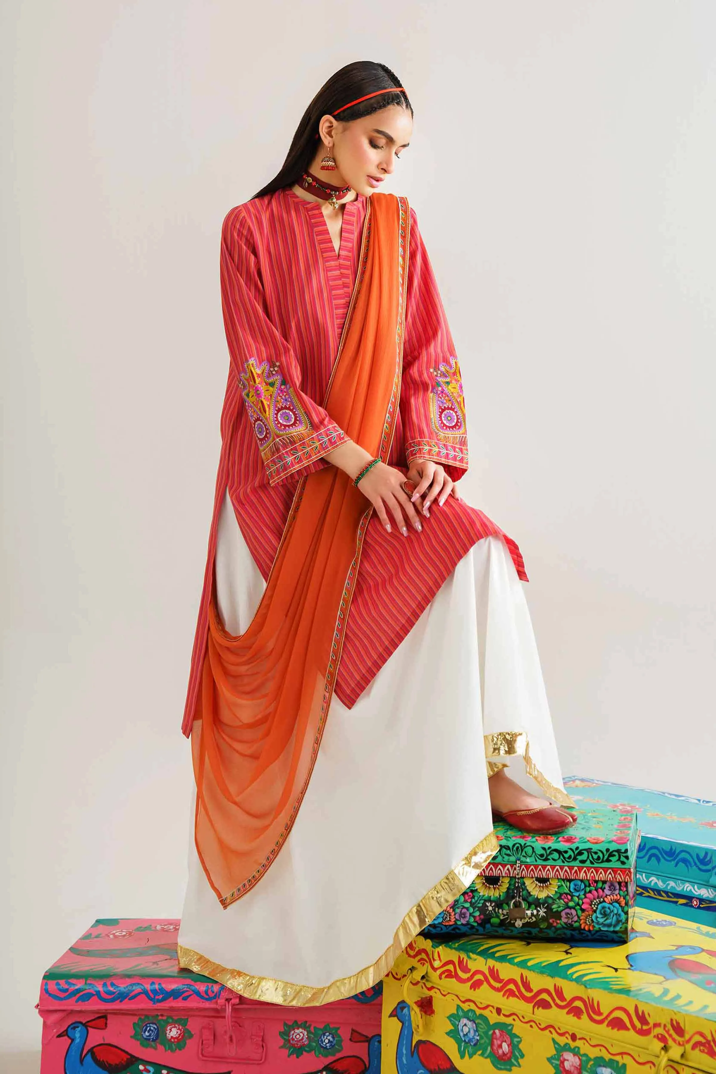 2 Piece - Embroidered Suit - PE24-129