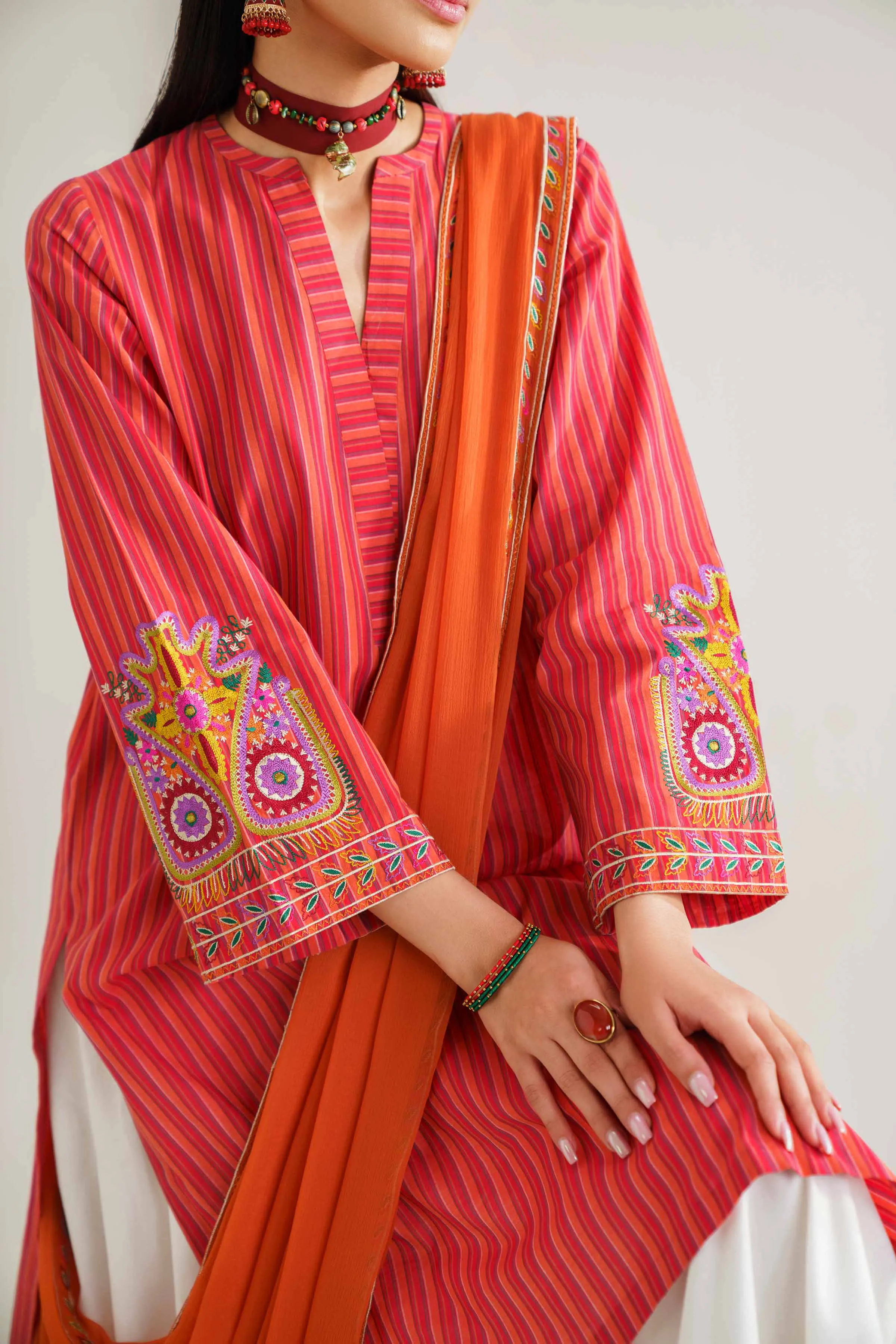 2 Piece - Embroidered Suit - PE24-129