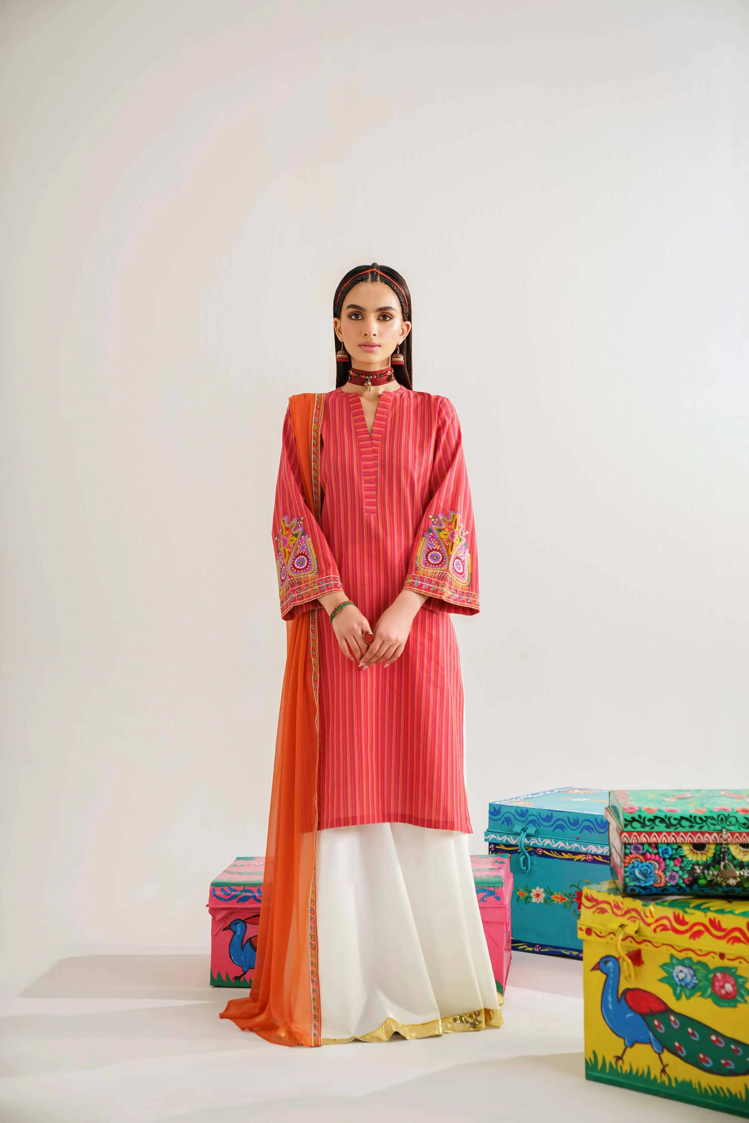 2 Piece - Embroidered Suit - PE24-129