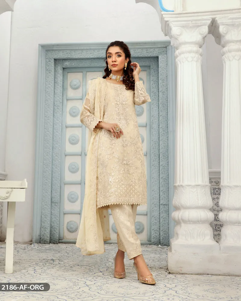 2186 - Gold  Readymade Organza Suit