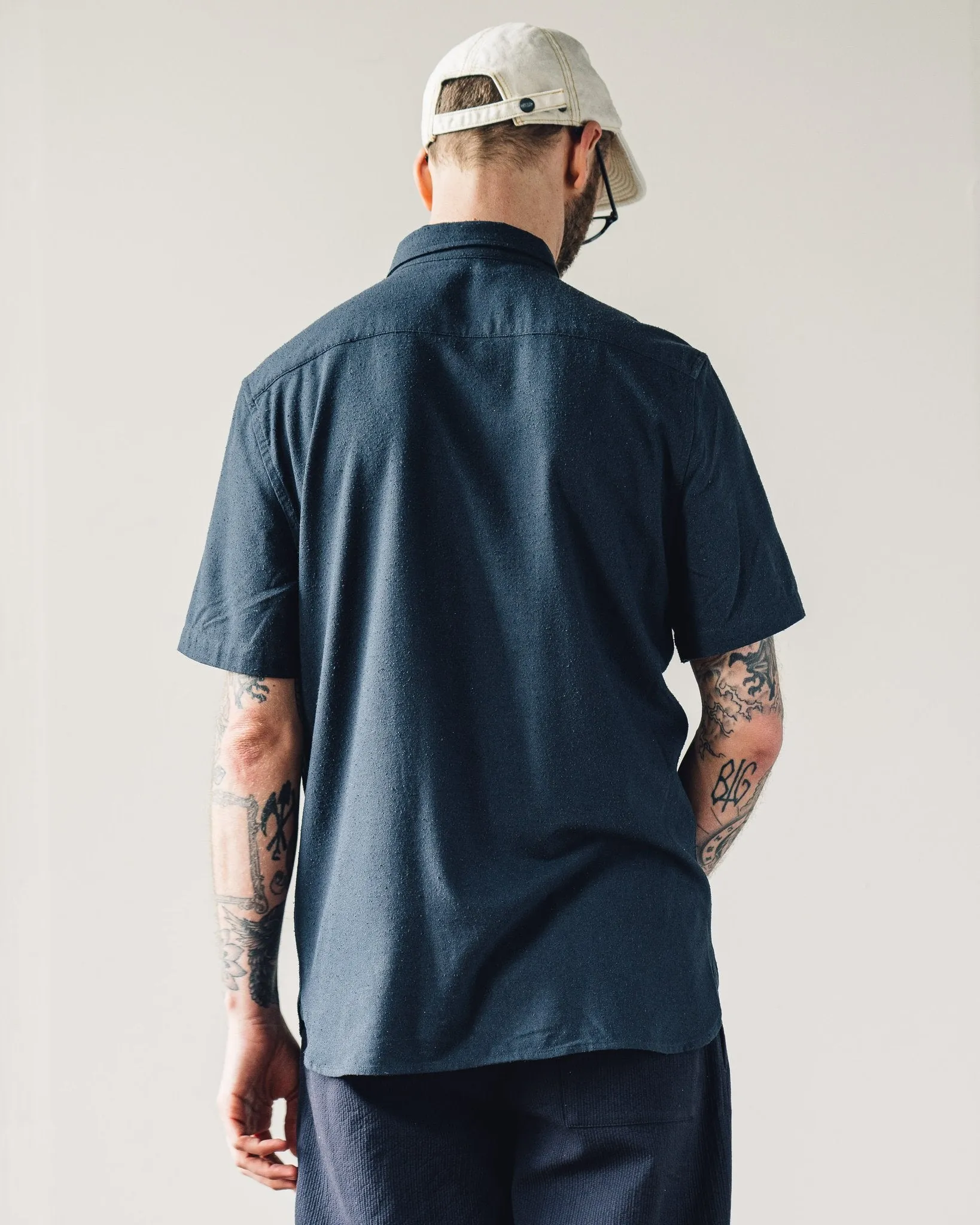 7115 Unisex Short Sleeve Side Pocket Shirt, Navy