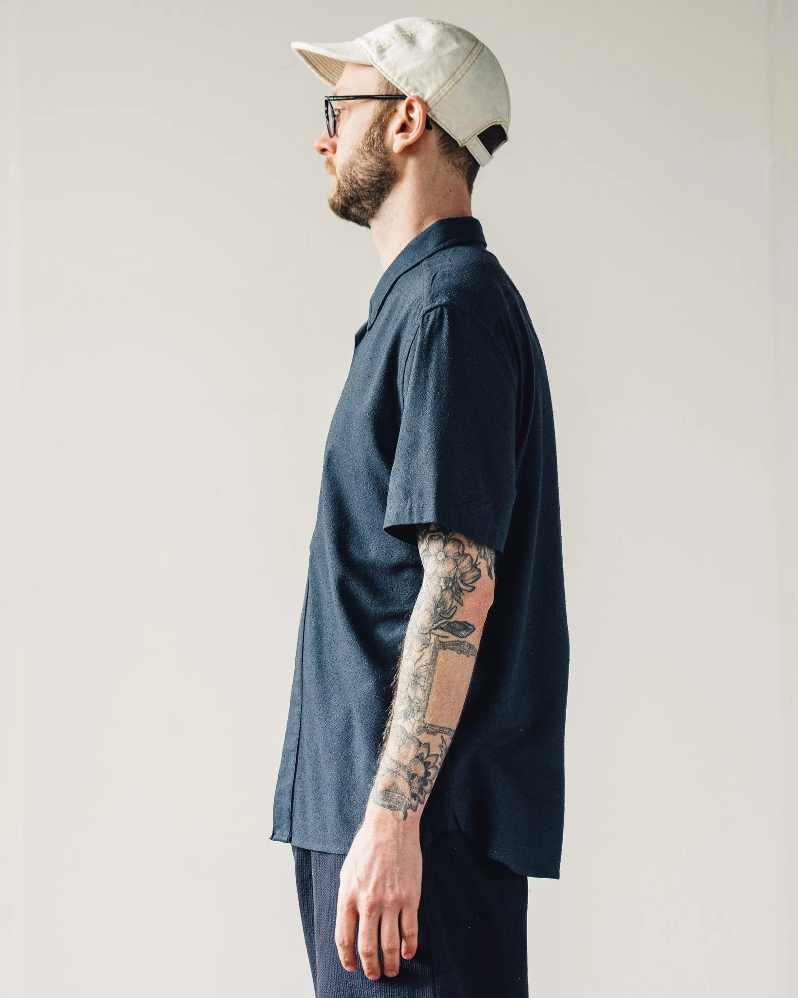 7115 Unisex Short Sleeve Side Pocket Shirt, Navy