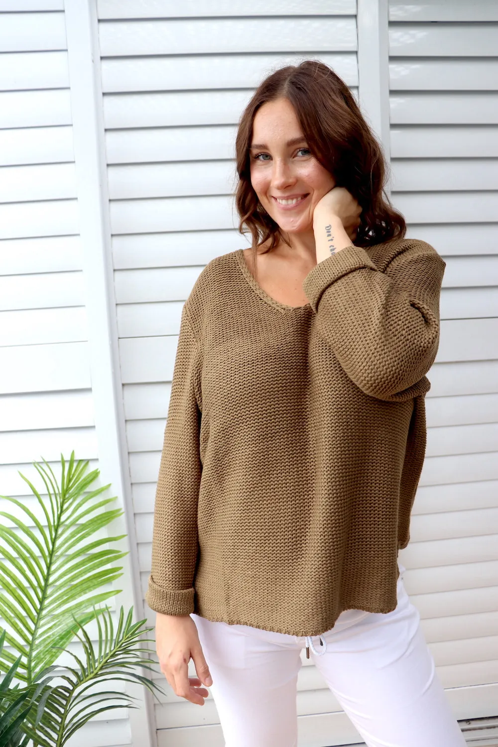 Alex Knit Sweater in Khaki