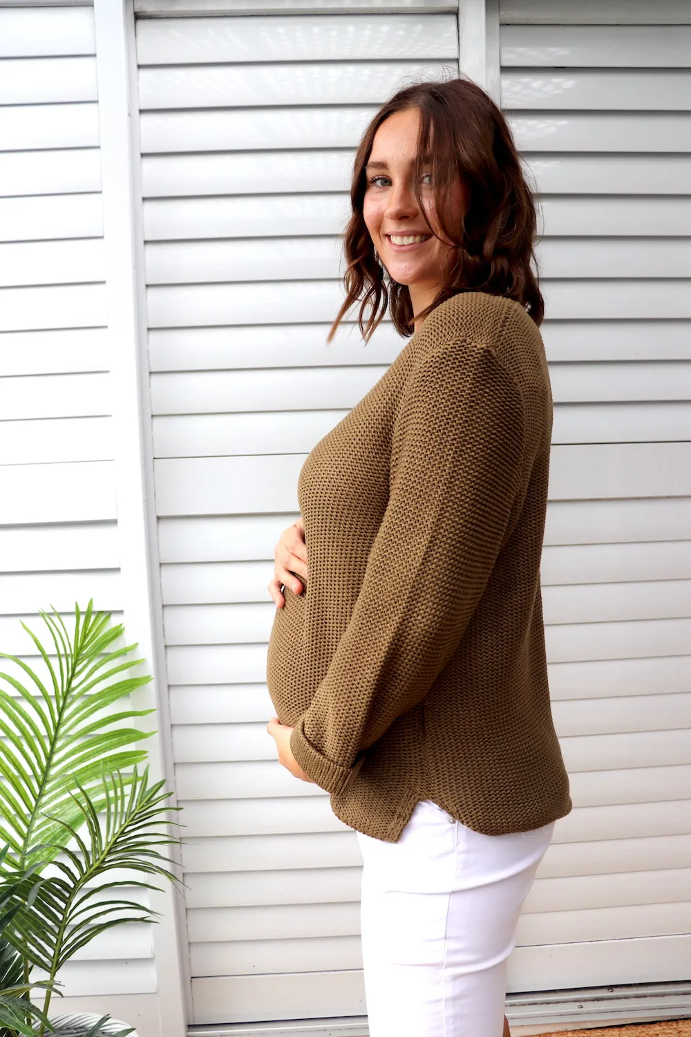 Alex Knit Sweater in Khaki