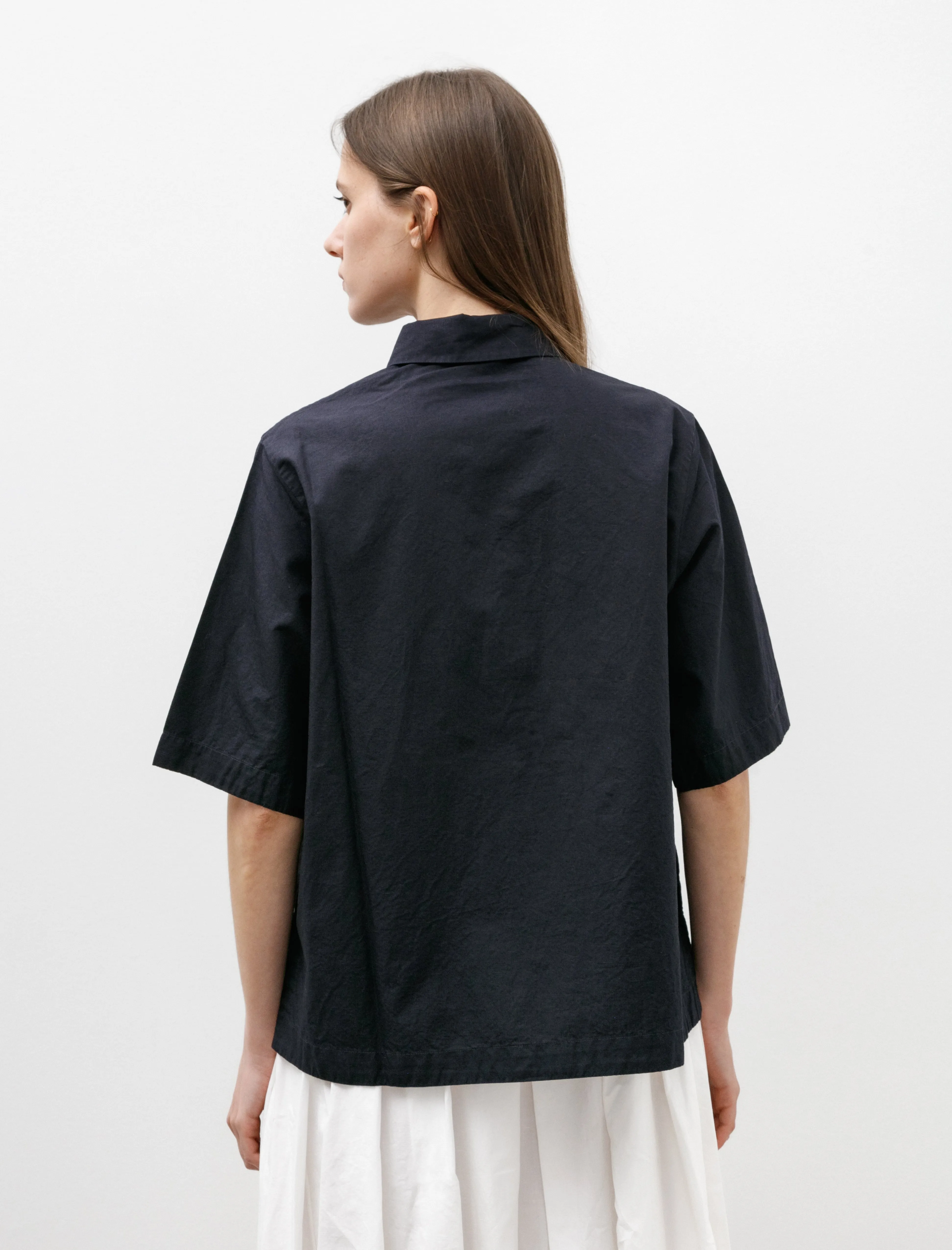 Atolless Shirt Lin Cot Navy