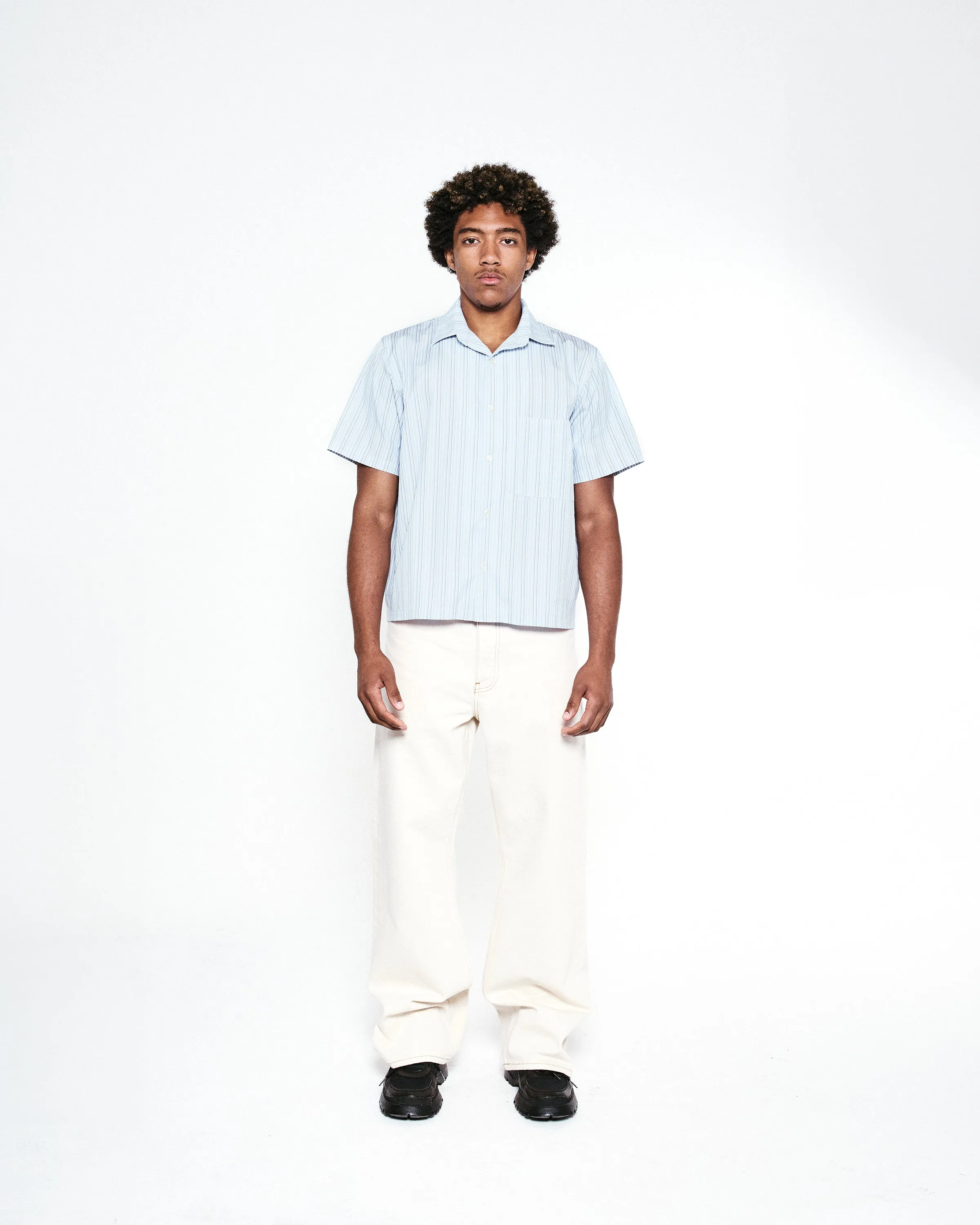 Banker Stripe Short Sleeve Camp Shirt