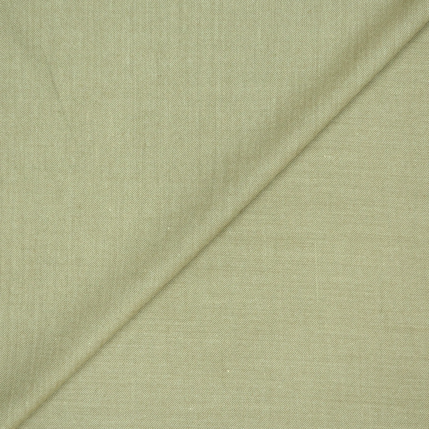 Beige Khaki Herringbone Worsted Wool Suiting Fabric