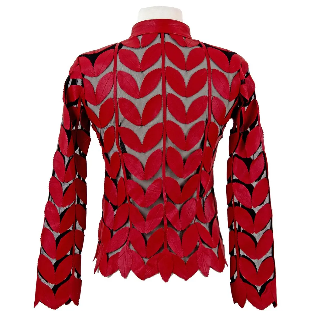 Belgin Francis Classic Leaf Design Leather Jacket - RED