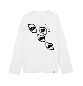 Beware The Eyes - Long Sleeved Shirt White