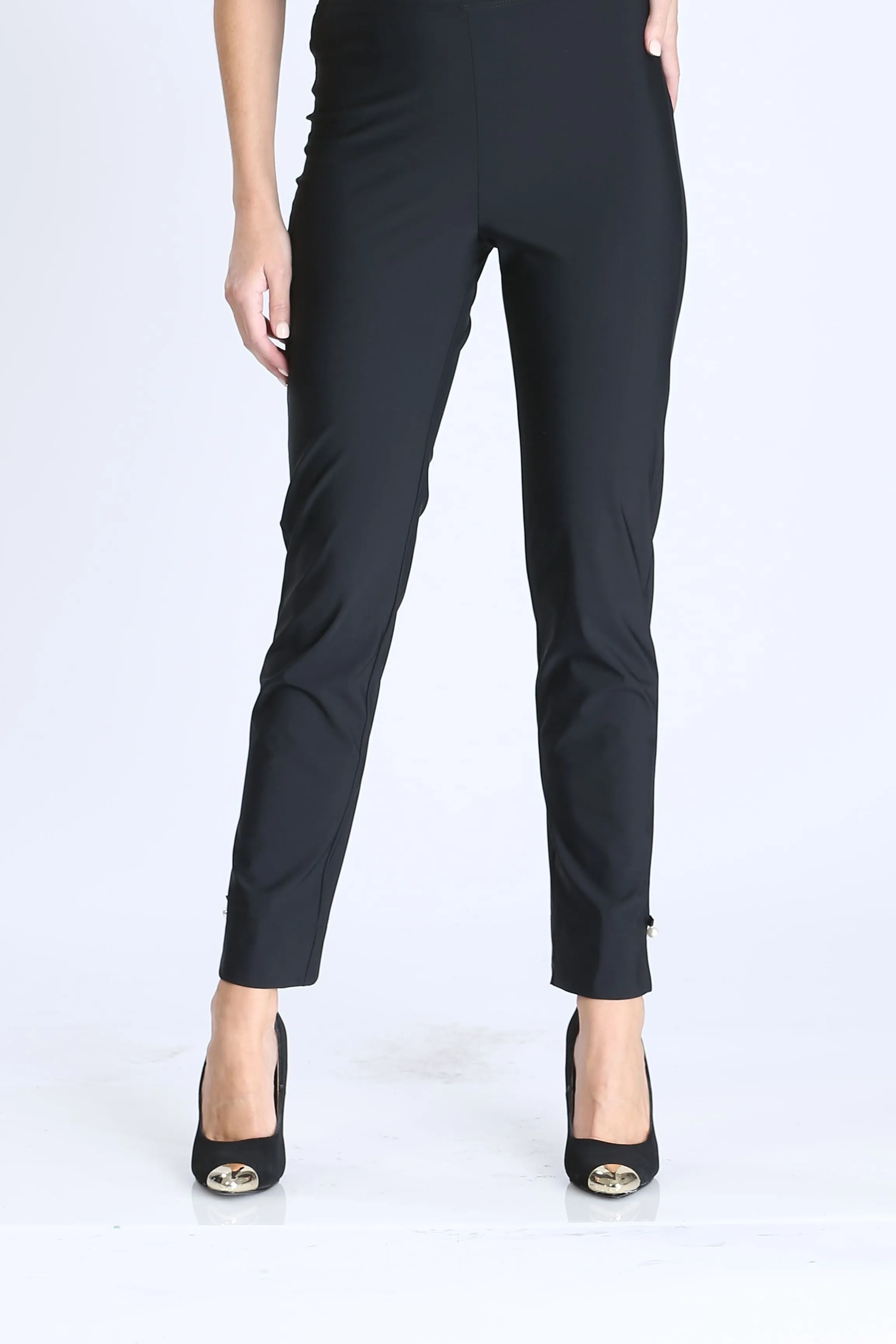 Black Pearl Detail Ankle Crop Pants