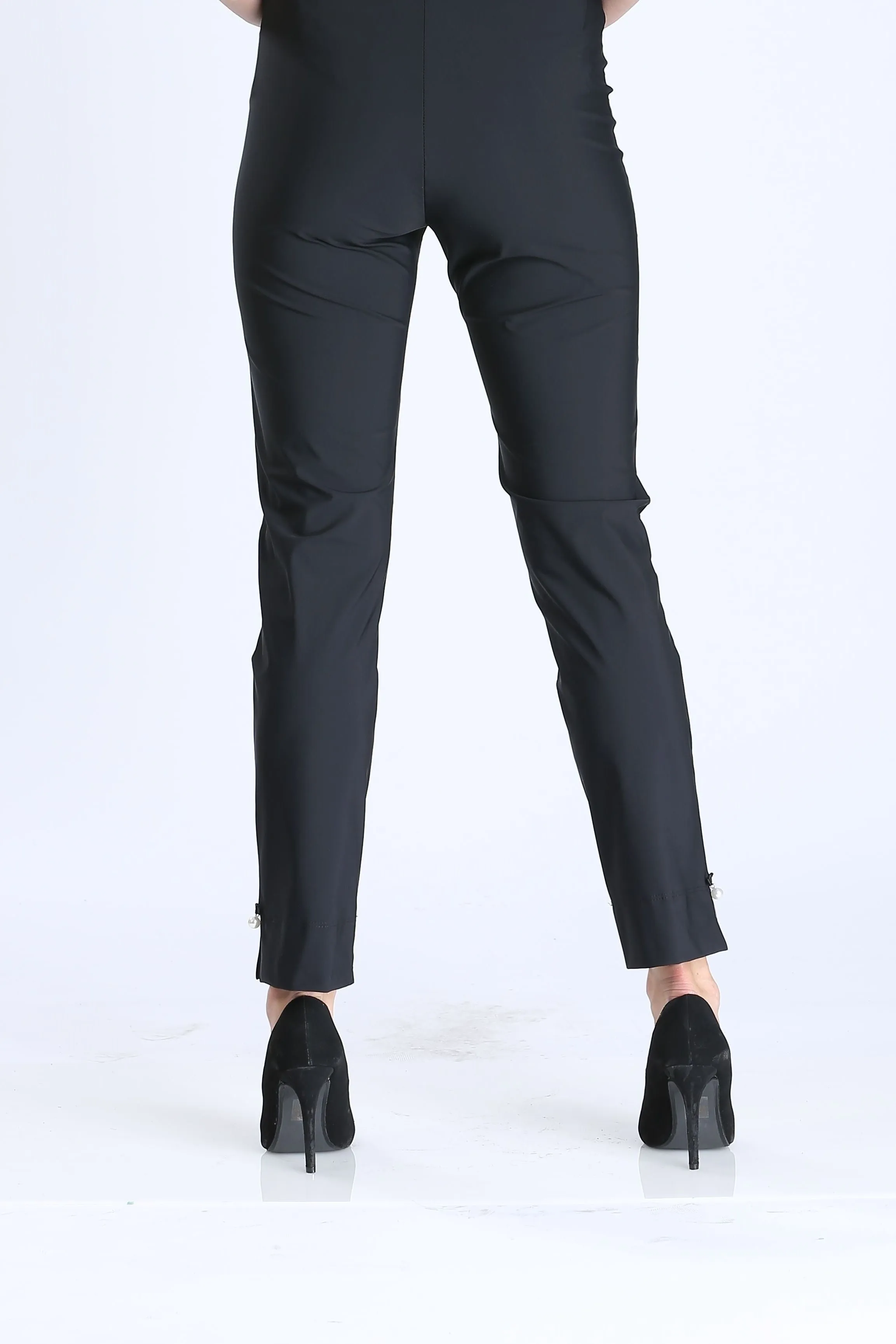 Black Pearl Detail Ankle Crop Pants