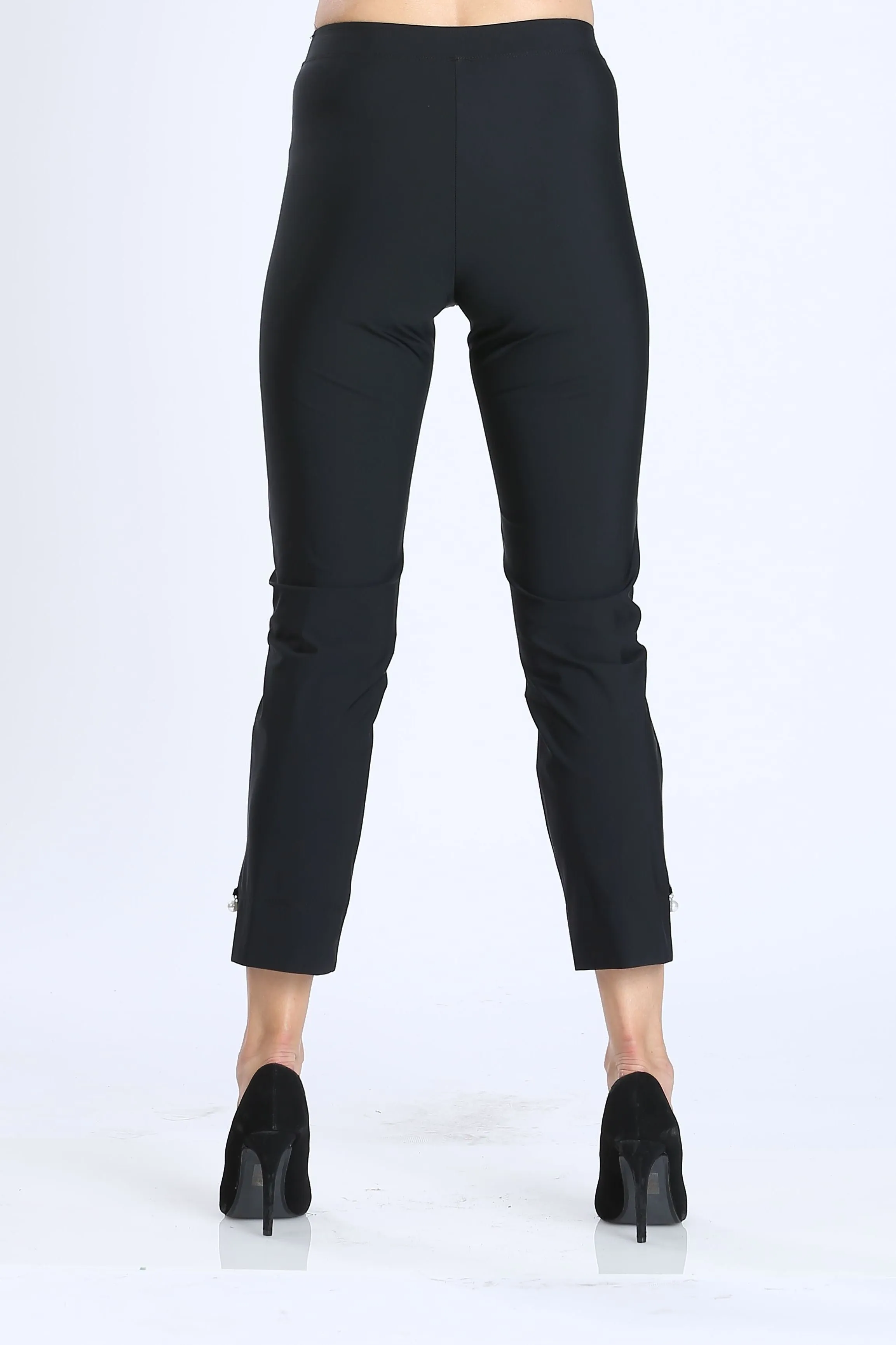 Black Pearl Detail Ankle Crop Pants