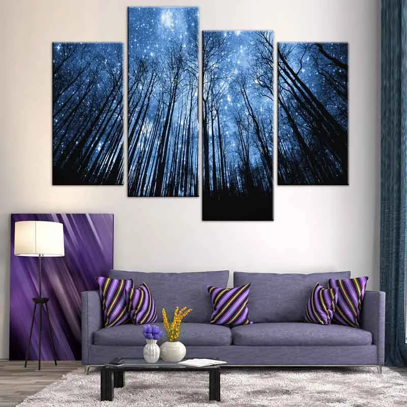 Blue Forest with Starry Sky