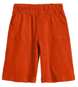 Boys Soft Cotton UPF 50  3 -Pocket Jersey Shorts | Orange