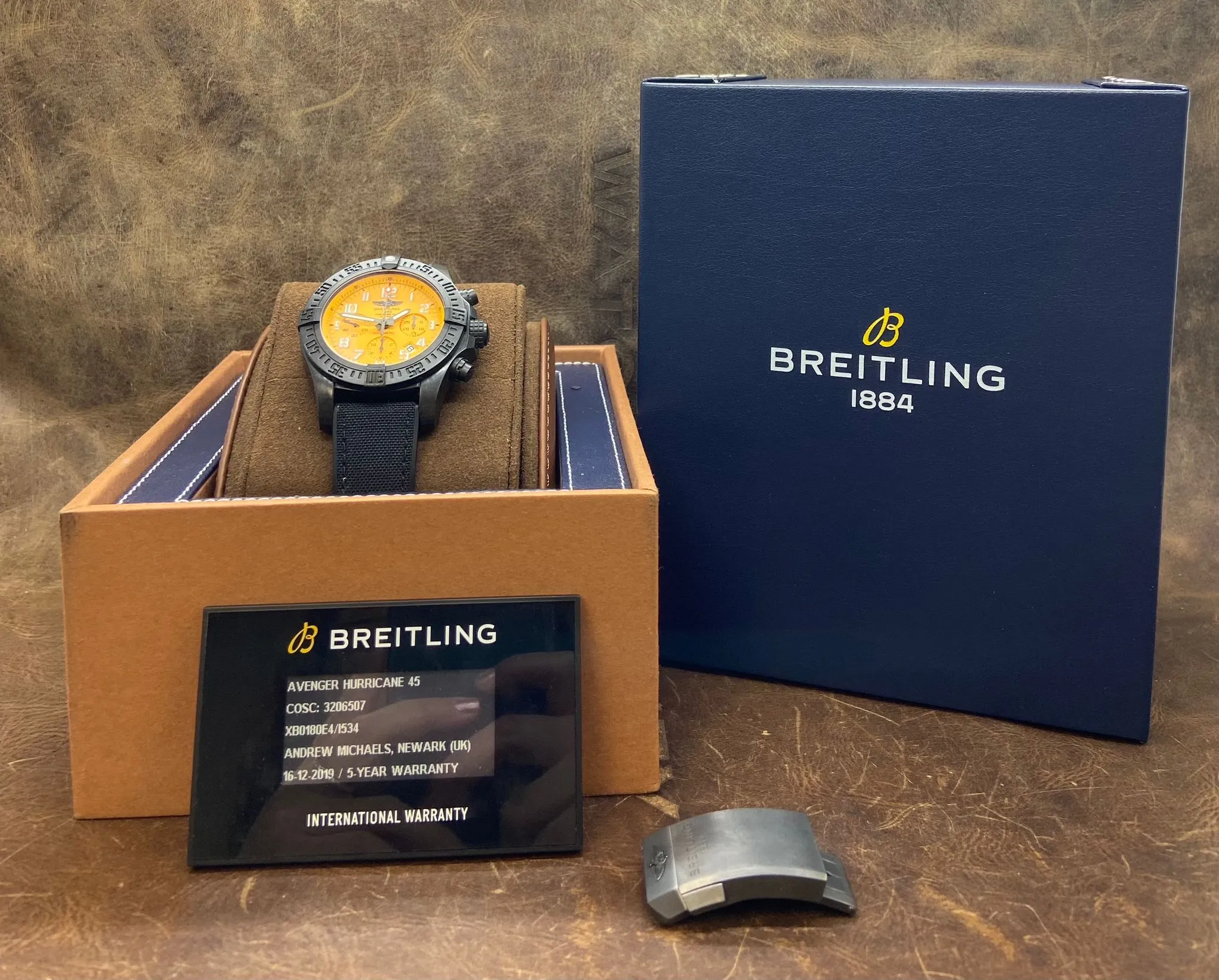 Breitling Avenger Hurricane 45mm XB0180 Yellow Dial Automatic Men's Watch