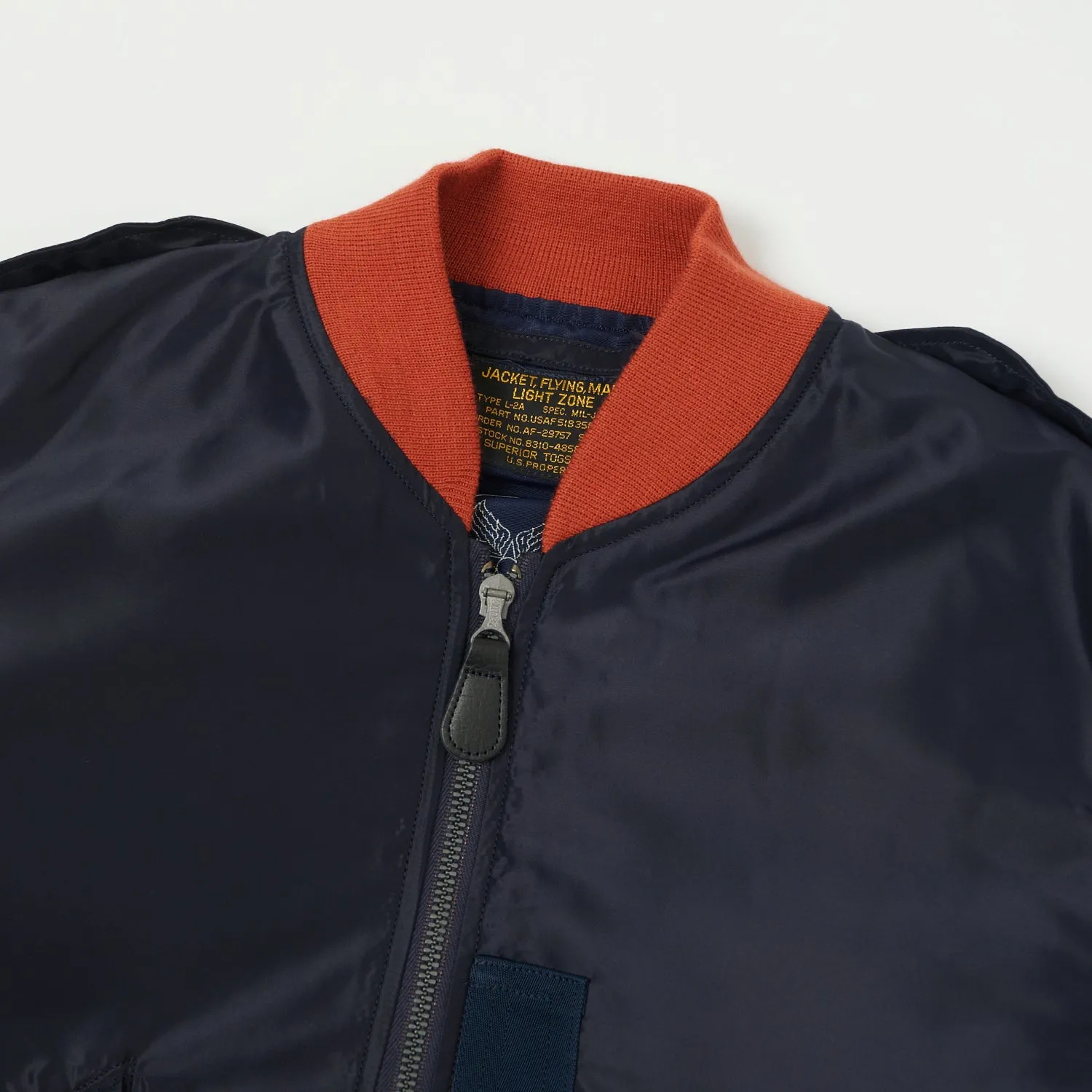 Buzz Rickson's BR15513 L-2A 'Superior Togs' Flight Jacket - Navy/Orange Rib