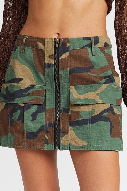 Camo Cargo Mini Skirt