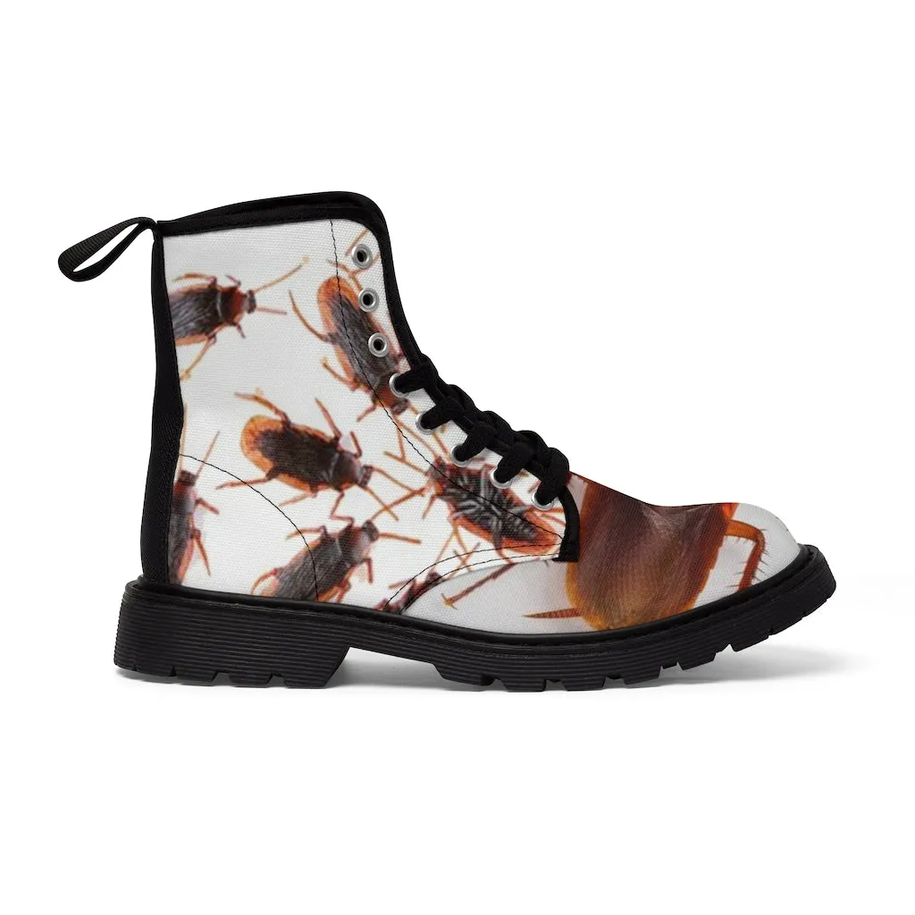 Canvas Boots AL BLUE DESIGNED ART DAMN ROACHES