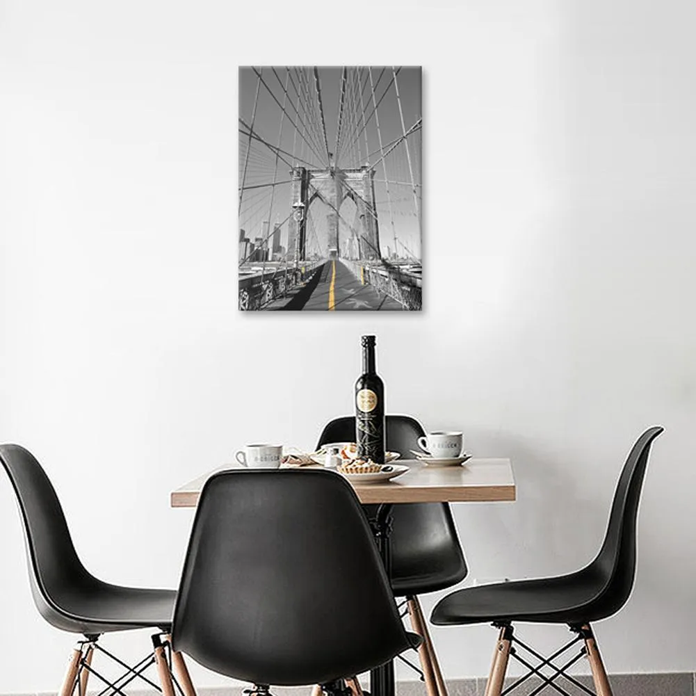 Canvas Print - Black and Yellow New York City Brooklyn Bridge 24x32 Inch (60x80cm)