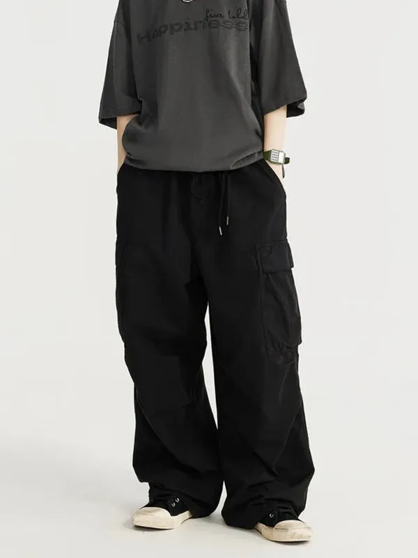 Cargo Pants with Knotted Deco Ring in Black Color