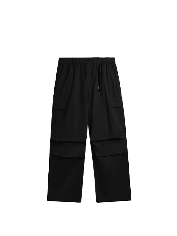 Cargo Pants with Knotted Deco Ring in Black Color