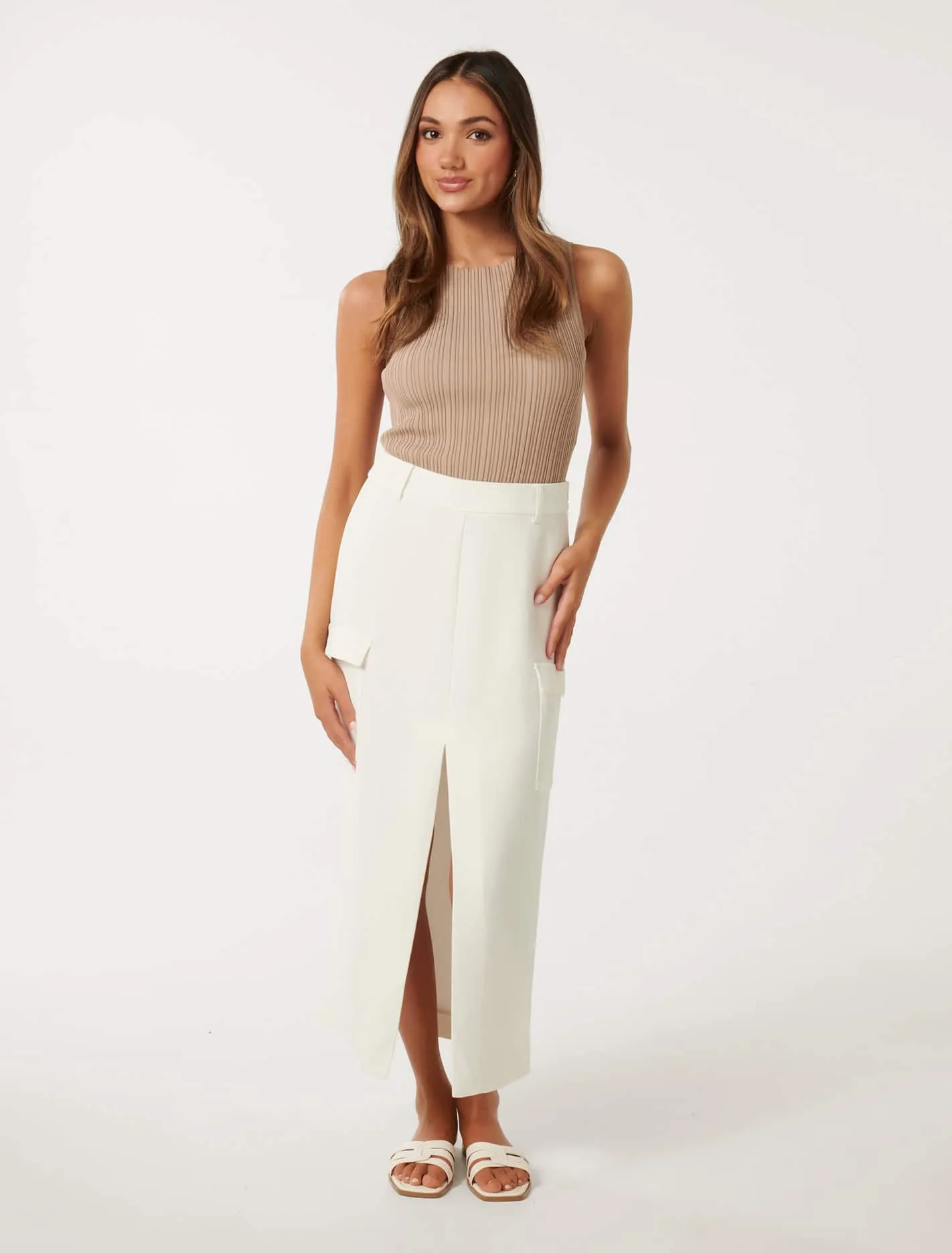 Carly Petite Cargo Midi Skirt