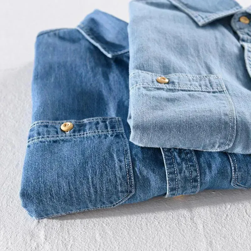 Casual Denim Short-sleeved Shirt Simple All-match