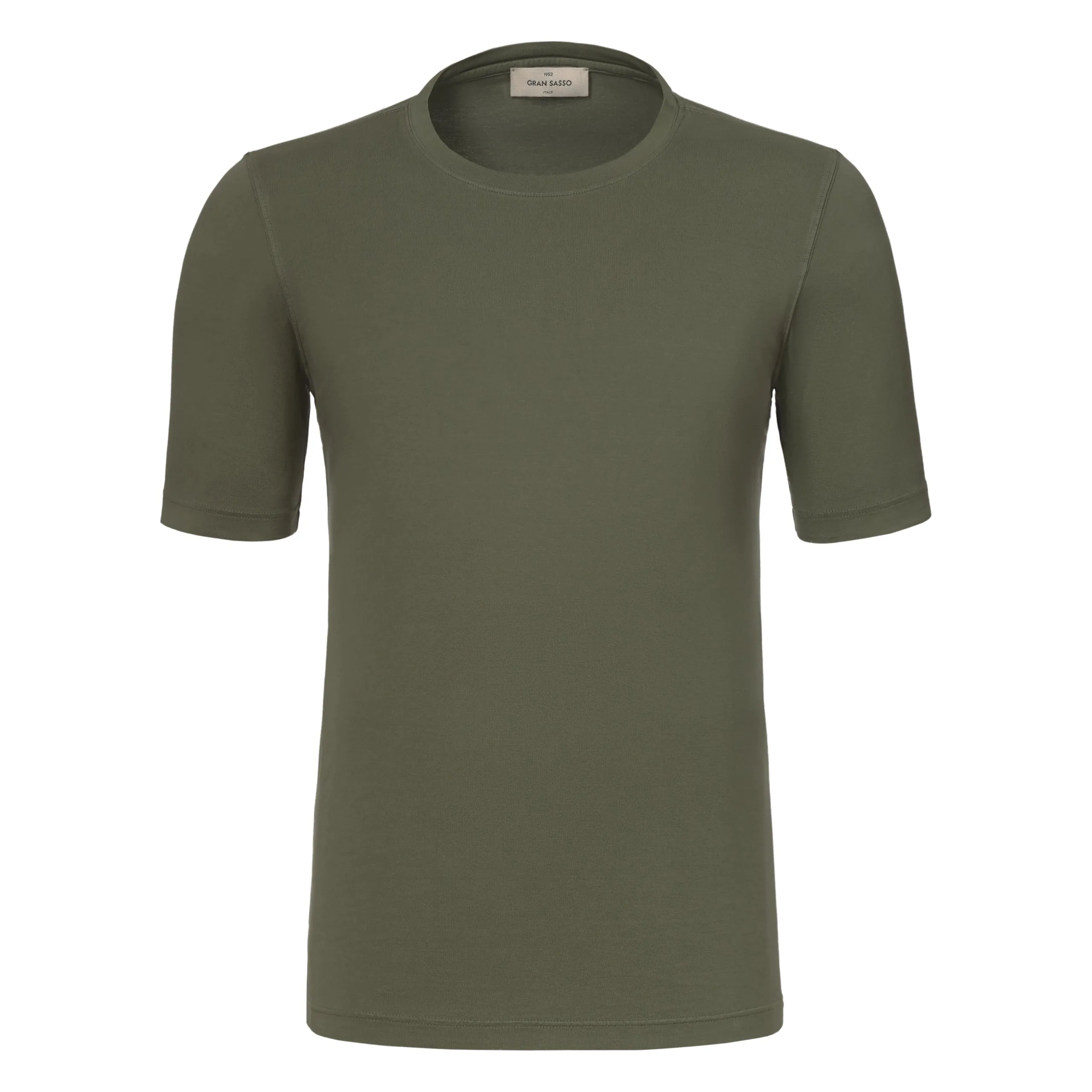 Cotton Crew-Neck T-Shirt in Military Green