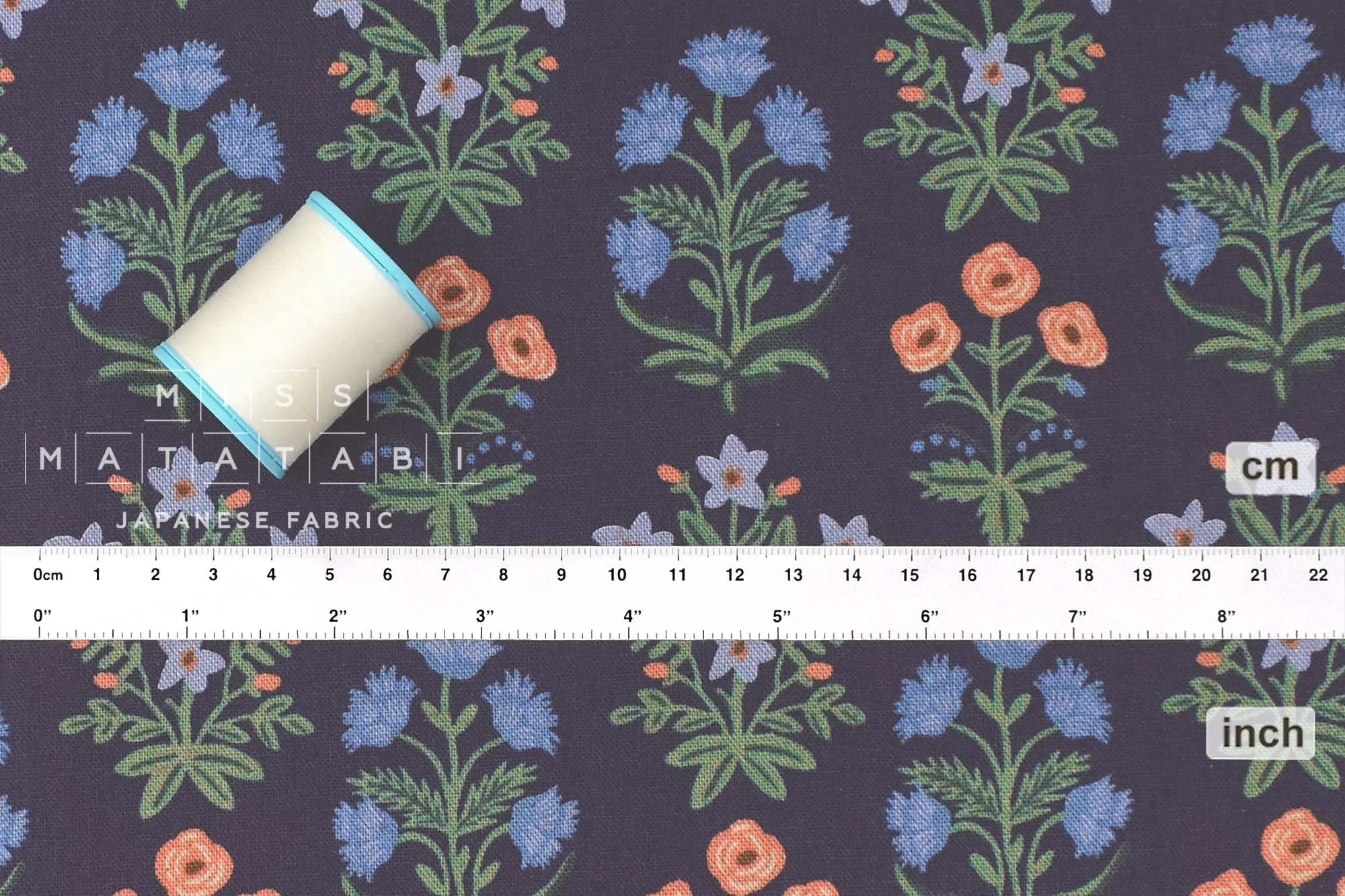 Cotton   Steel Rifle Paper Co. Camont Canvas - Menagerie Mughal - navy