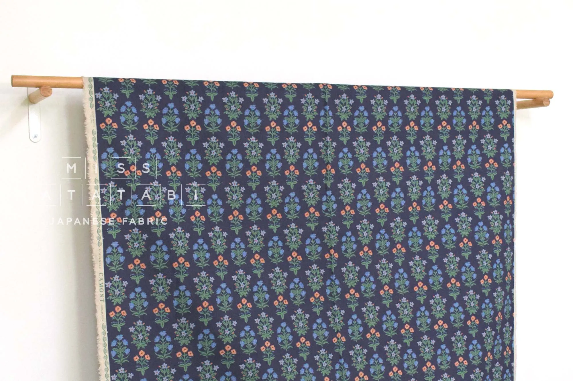 Cotton   Steel Rifle Paper Co. Camont Canvas - Menagerie Mughal - navy