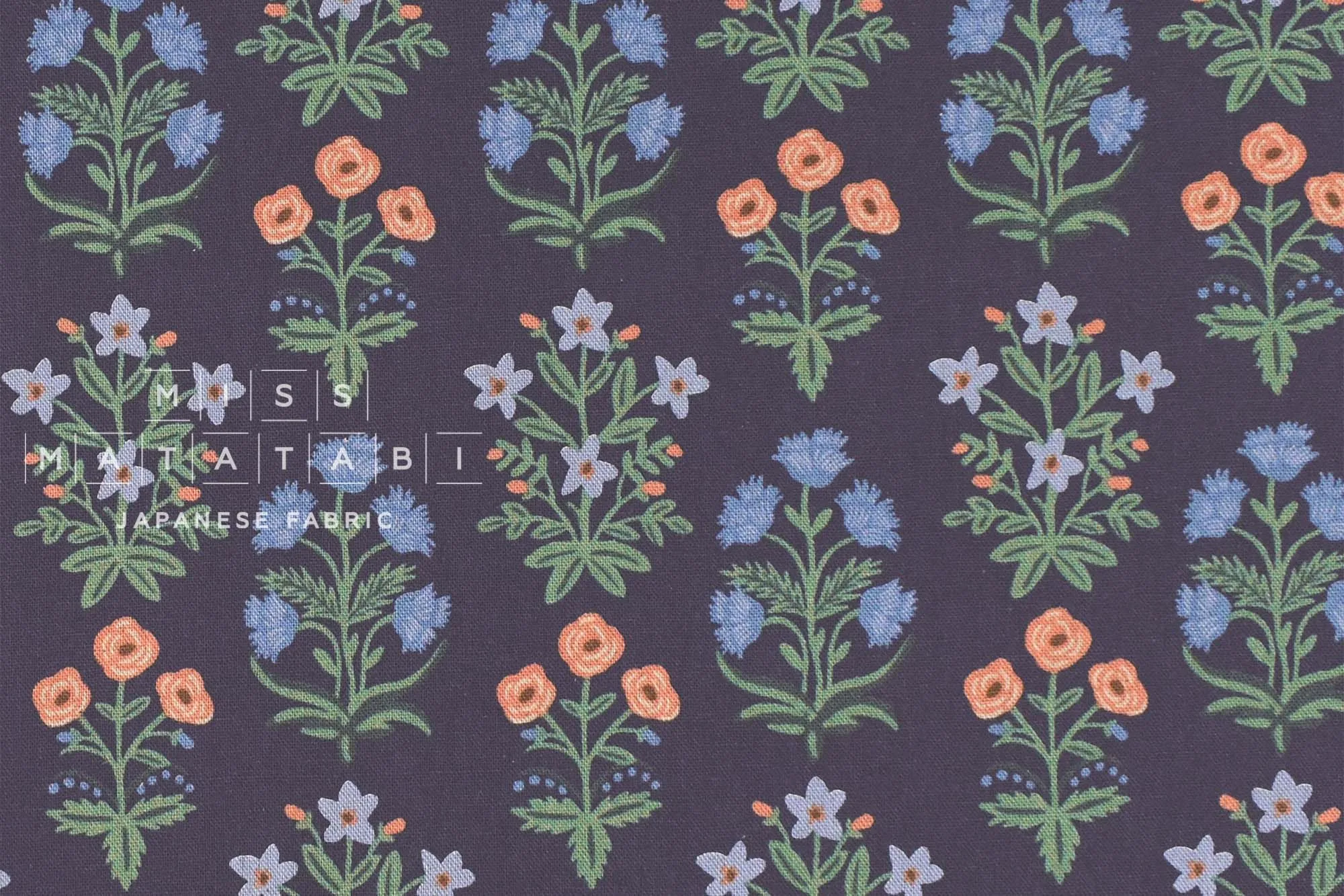 Cotton   Steel Rifle Paper Co. Camont Canvas - Menagerie Mughal - navy