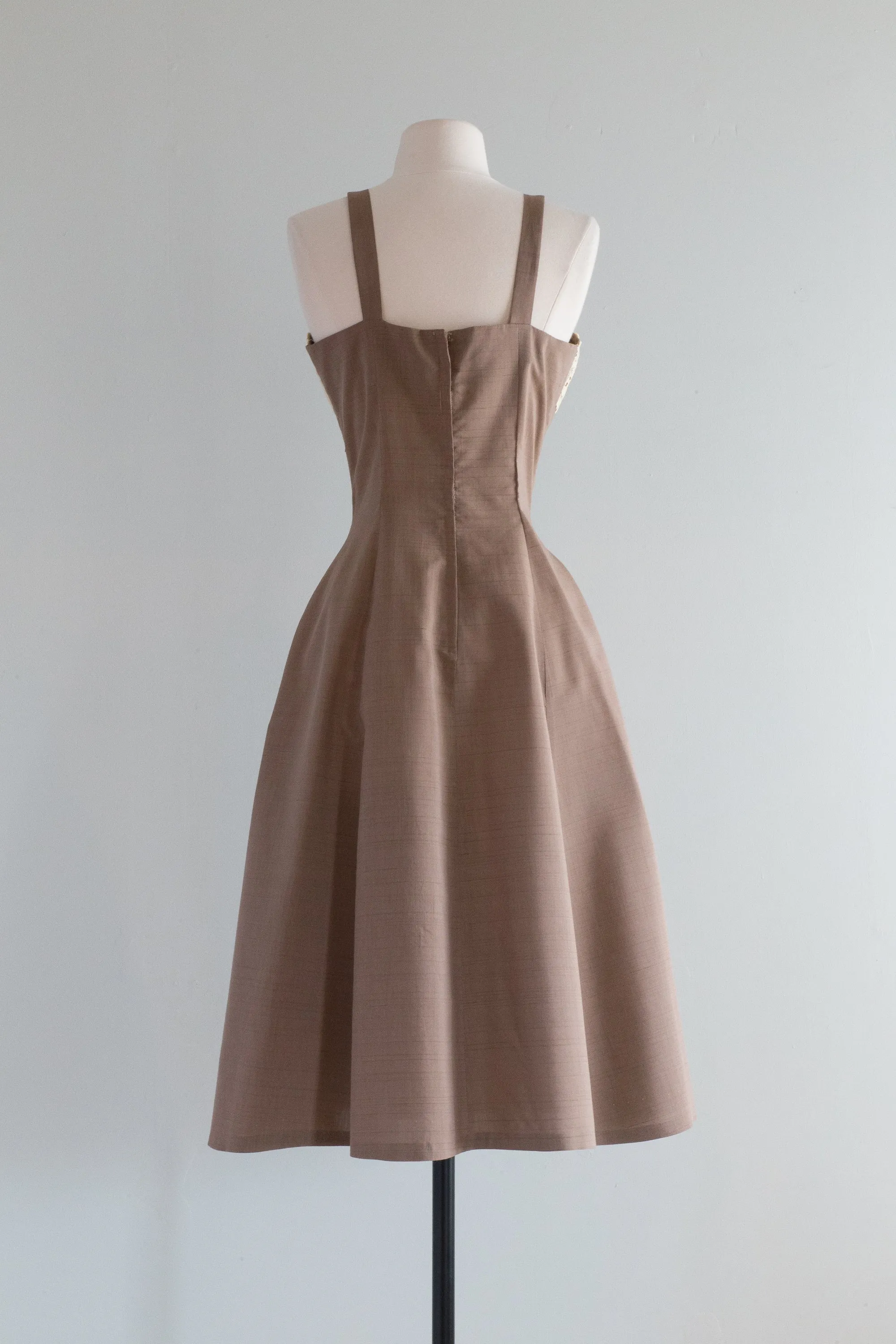 Darling 1950's Cocoa Brown Summer Dress With Matching Jacket / Small